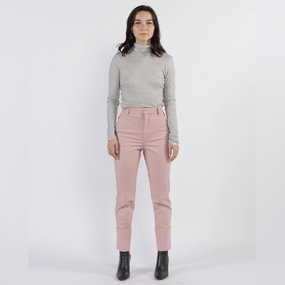 The Script New With Tags Claudia Pants Rose Pink Flat Front Straight Leg Linen 4